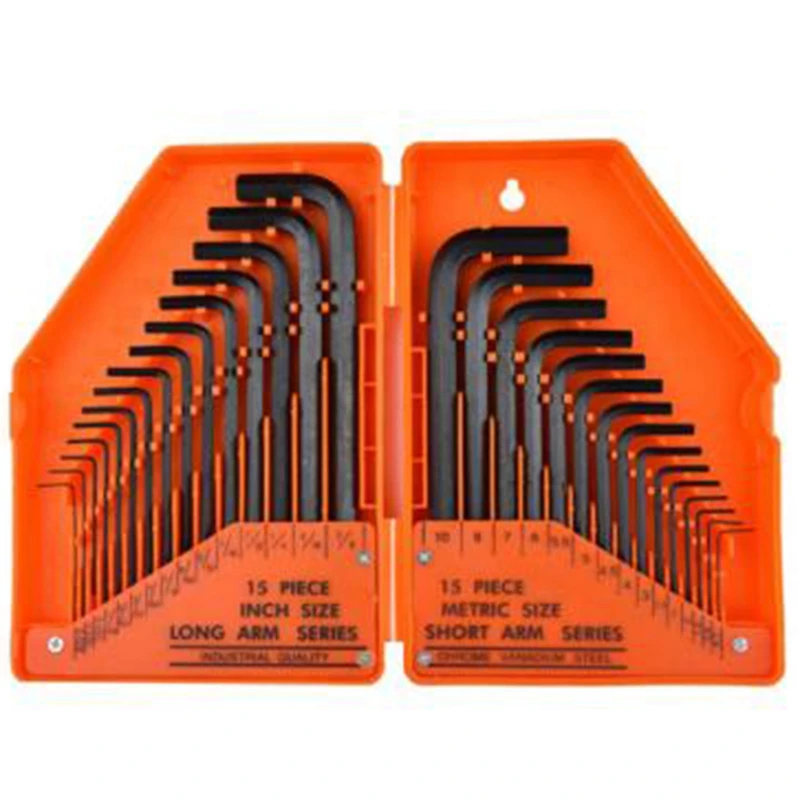 

30 Piece Hex Wrench Hex Key Industrial Grade Metric Inch Flat Head Hex Wrench Set L-Type Wrench Hand Tool Kit
