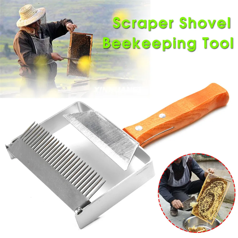 Инструменты для пчеловодства, скребок, вилка для меда, гребень, скребок, деревянная ручка из нержавеющей стали, инструмент для пчеловодства