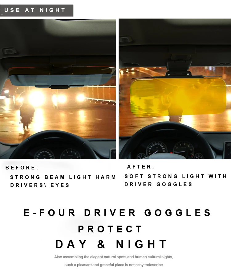 E-FOUR HD Автомобильный солнцезащитный козырек очки для водителя День Ночь затемняющее Зеркало Солнцезащитные козырьки прозрачный вид ослепительные очки товары для интерьера