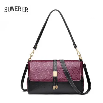 

SUWERER New women leather shoulder crossbody bags for women luxury handbags women bags designer