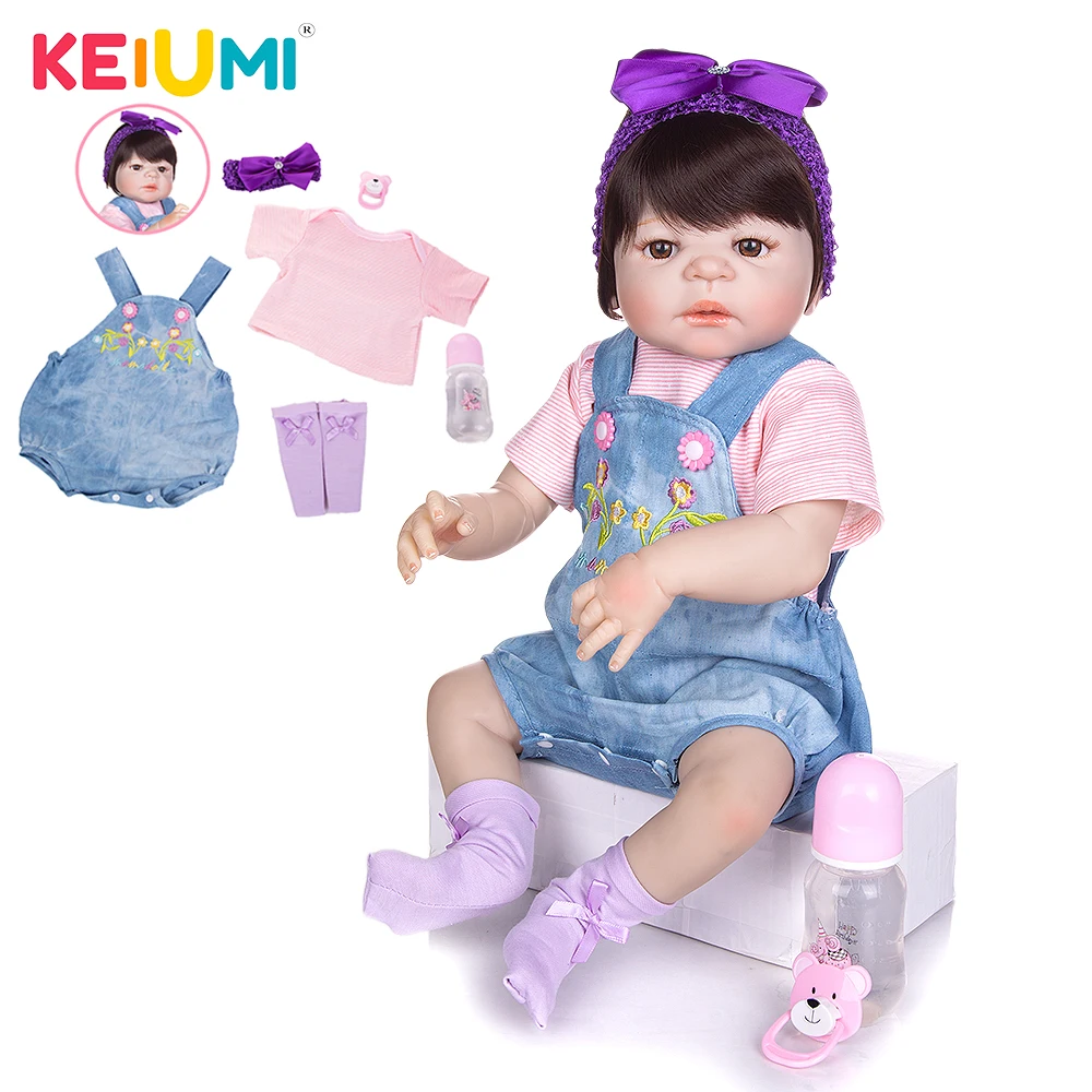 Модная Кукла младенец KEIUMI 57 см 23 дюйма Реалистичная кукла полностью силиконовая