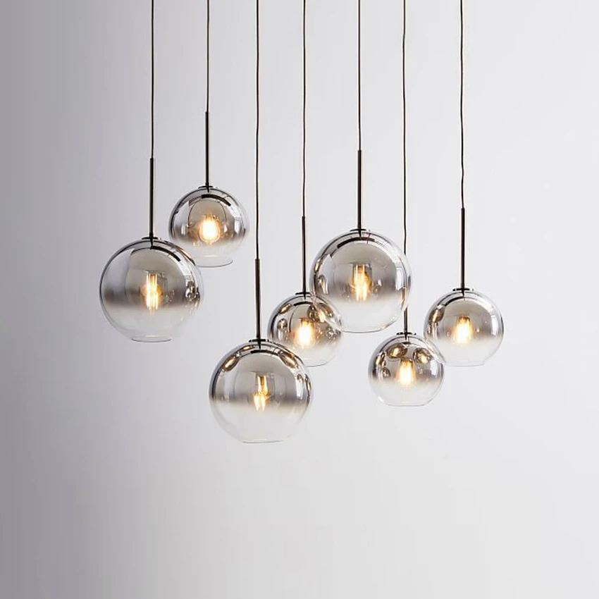 

Nordic LED Pendant Light LightingtSilver Gold Glass Pendant Lamp Ball Hanging Lamp Kitchen Fixtures Dining Living Room Luminaire