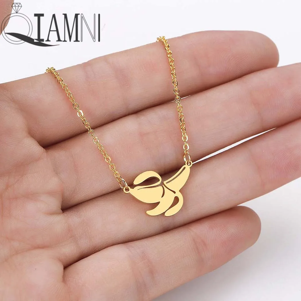 QIAMNI Dainty Tropical Fruit Banana Pendant Necklace Choker Statement Jewelry Peel Birthday Gift Collier Femme | Украшения и
