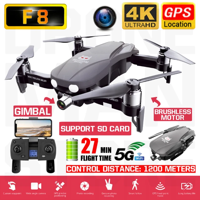 $164.99  RC Quadcopter F8 Drone GPS 4K HD ESC Two-Axis Anti-Shake Stable Gimbal Camera 5G WIFI FPV Brushless
