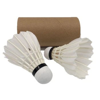 

12Pcs Goose Feather Badminton Balls Badminton Natural Spring Ball With Real Feathers White Medium Speed