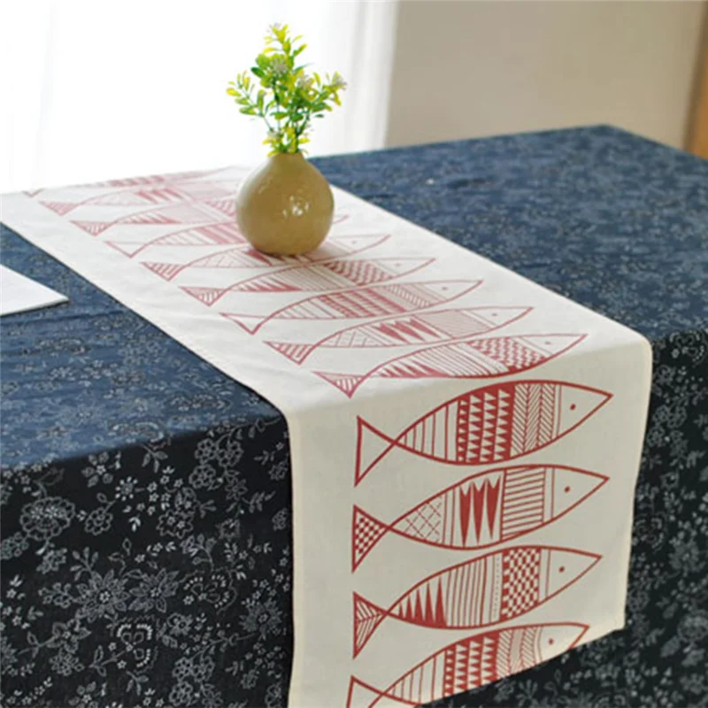 Japanese Style cartoon cute fish shape print Table Runners Table Decoration For Home Party Wedding Christmas Decoration