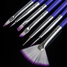 7 шт./компл. фиолетовый ручкой нейлон Краски щетка подставки под торт различных форм акварель Кисть для ногтей ручка для учащихся девочек школьные канцелярские товары для рукоделия