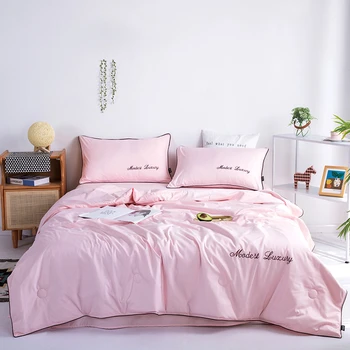 

3/4Pcs Bedding Set Soft Skin-friendly Air-conditioning Quilt Bed Sheet Pillowcase Cozy Breathable Bedclothes Machine Washable