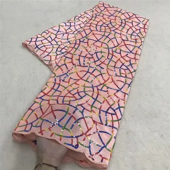 

2020 pink New Design Nigerian Lace Fabric African Lace Fabrics High Quality Velvet French Net Lace Fabric For Wedding