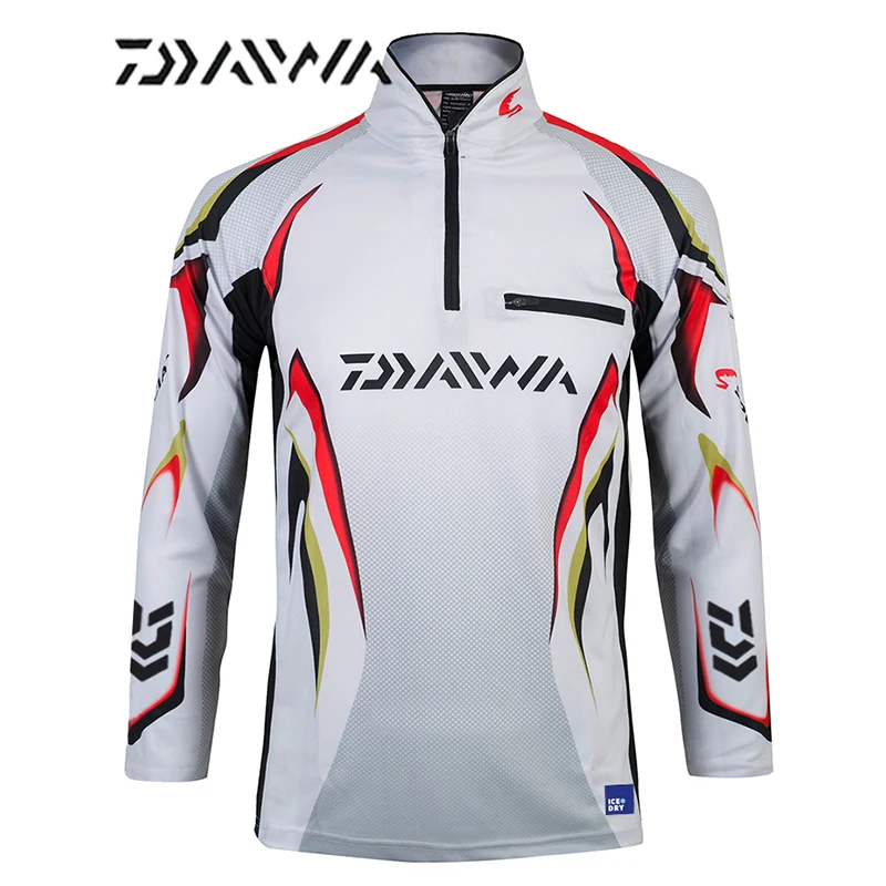 Белый Daiwa рубашки для рыбалки с защитой от ультрафиолетового излучения дышащие мужские футболки для активного отдыха с защитой от солнца с длинным рукавом Спортивные футболки с принтом для походов и кемпинга мужские футболки для рыбалки - Цвет: Белый