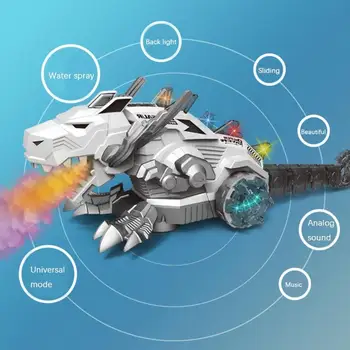 

Mini Injection Spray Dinosaur Model Taxiing with Light Analog Sound Tail Wobble Intelligent Walking Toy Children Kid Gift