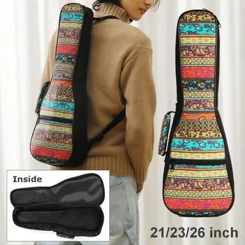 

21/23/26 Inch Double Strap Soft Padded Oxford Cloth Ukulele Gig Bag Musical Stringed Instrument Holder Accessories Organizer
