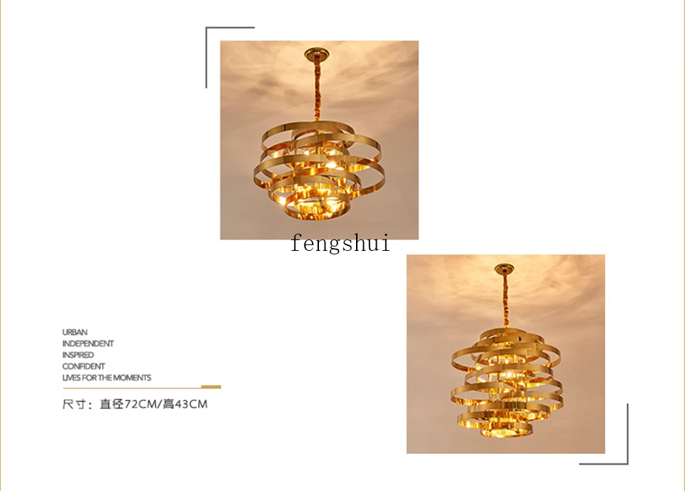 Nordic Stainless Steel Gold LED pendant lights lighting Circular Tornado Atmosphere pendant lamp luxury dining room hanging lamp