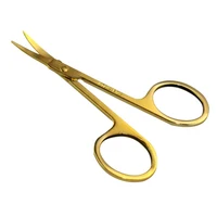 1PC Gold Eyebrow Scissors Razor Trimmer Blades Stainless Steel Eyelash Straight Elbow Trimmer Shaver Scissors Nose Hair Clipper 2