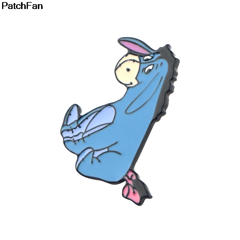 Patchfan cute donkey Zinc tie cartoon Funny Pins backpack clothes brooches for men women hat decoration badges medals A2454