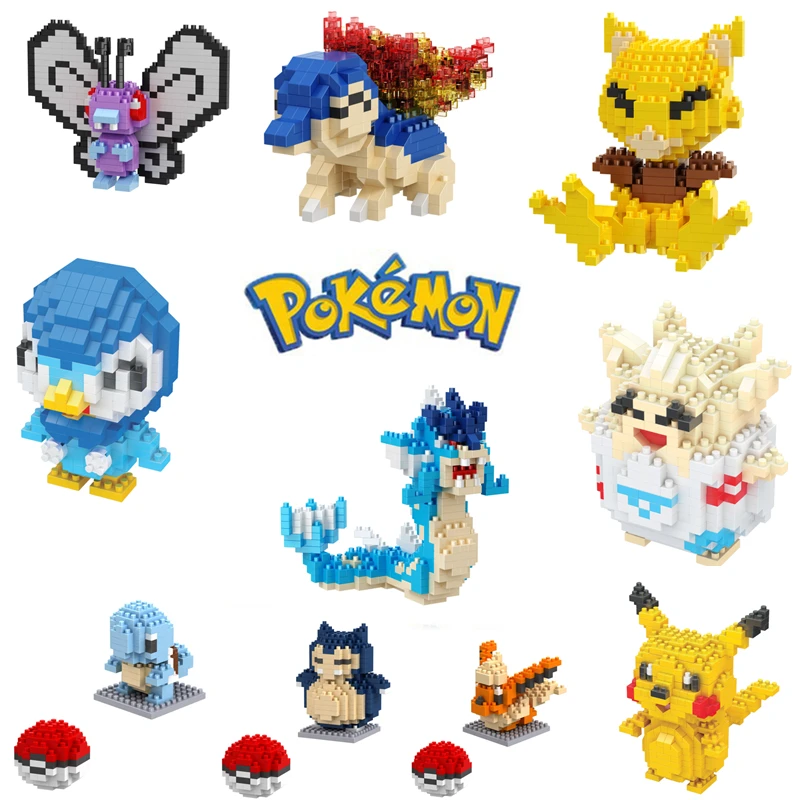 

BrickHeadz Pokemon Pikachu Elf Ball Pocket Monsters Building Blocks Bricks Set Classic Anime Movie Dolls Model Kids Cartoon Toys