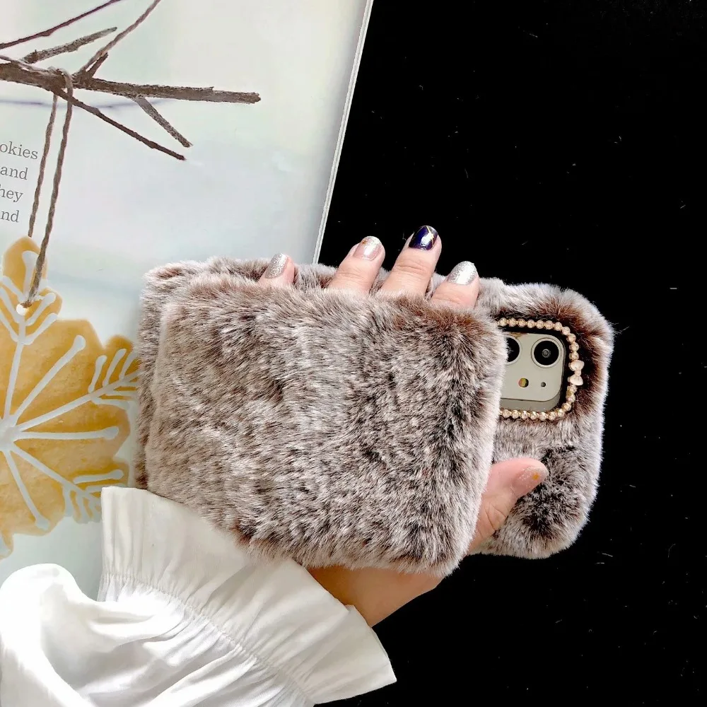 Warm Cute Piggy Fluffy Wristband Phone Case (20)