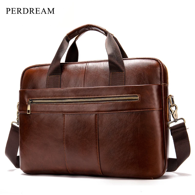 

European and American simple men's leather leather business document handbag horizontal retro casual shoulder Messenger