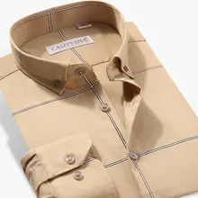 Высоко-Класс Для мужчин большой платье в клетку рубашки Бизнес социальных длинный рукав; пуговицы вниз рабочие модные клетку мягкие Smart Повседневная рубашка