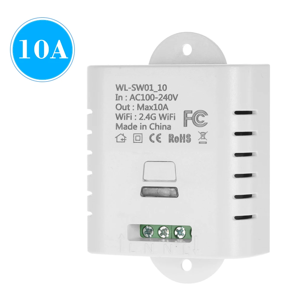 

WIFI Smart Switch 10A Wireless Light Timer Switch Phone APP Remote Control Compatible with Alexa Google Home Voice Control