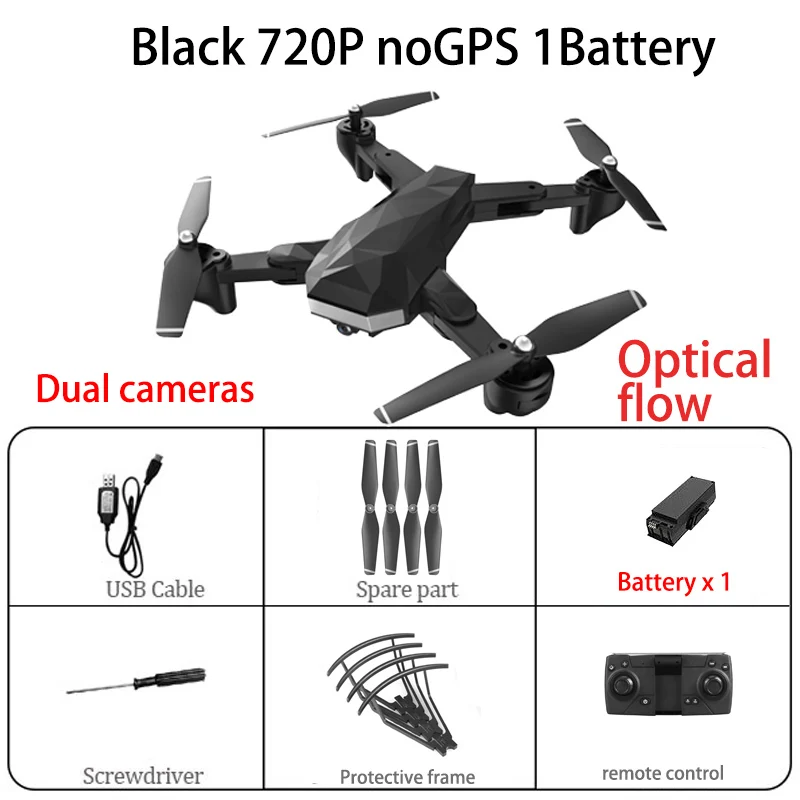Квадрокоптер C53 gps Дрон с 4K HD камерой 5G wifi FPV RC складной Профессиональный вертолет RC дроны игрушка для детей - Цвет: Black 720P nogps 1B