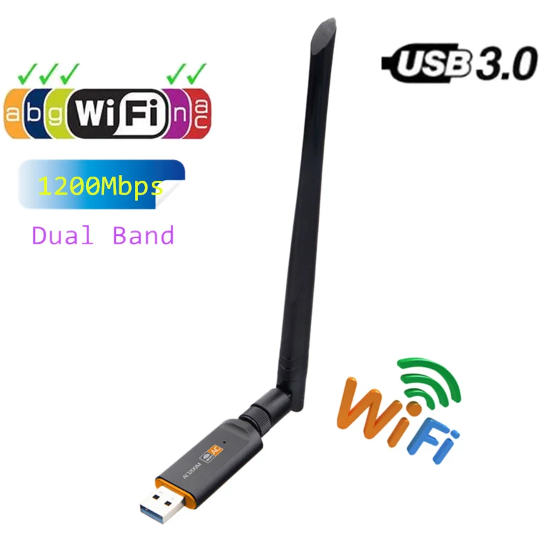 1200 Мбит/с USB Беспроводной Вай Фай Адаптер 2 4 ГГц 5 8 RTL8812BU постоянного/переменного
