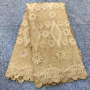 

2019 Hot High Quality African Nigerian Embroidery Sequins Organza French Mesh Net Sequence Lace Fabric for Africa Nigeria Party