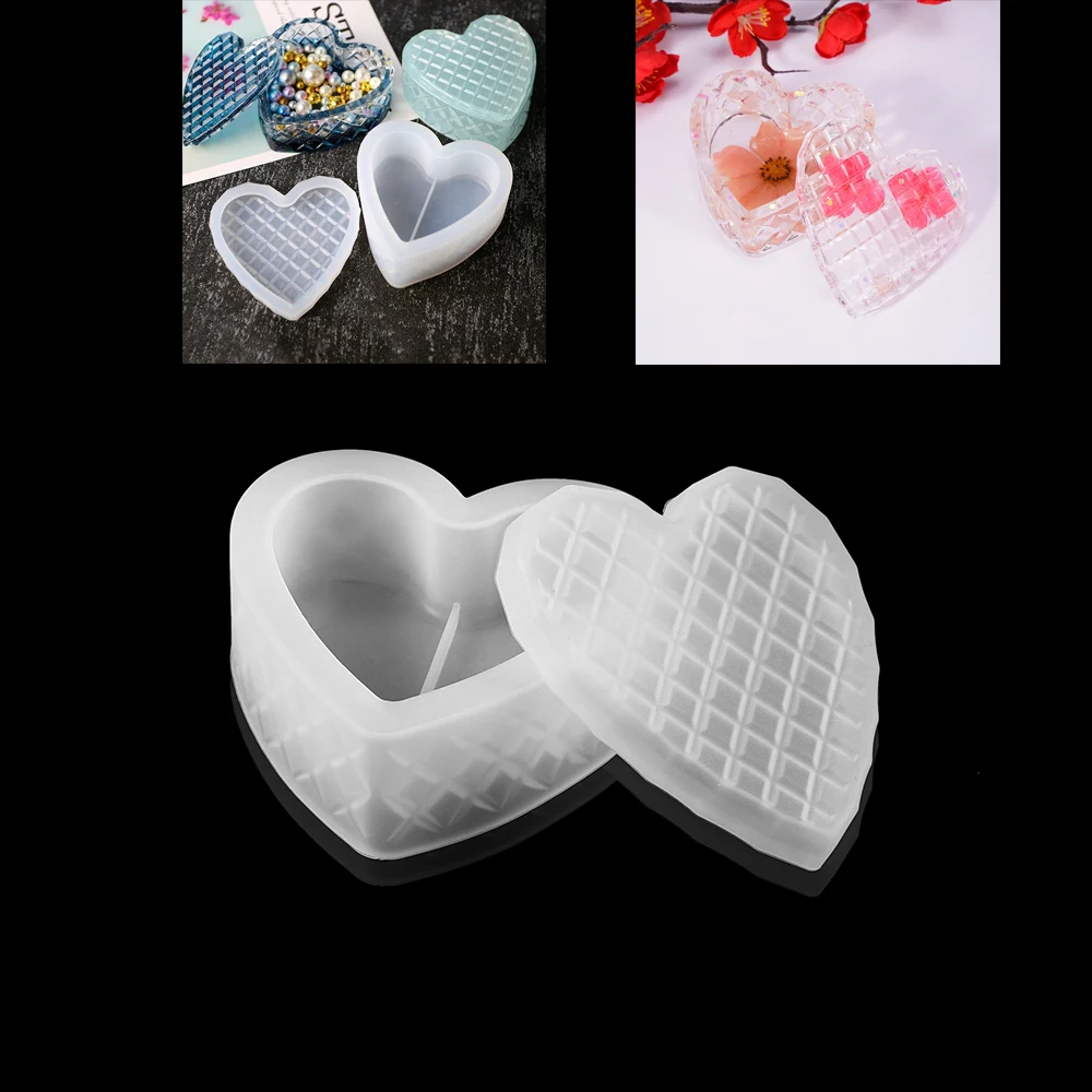 

Transparent Heart Crystal Silicone Mold Container Mold With Lid Reusable Silicone Epoxy Resin Casting For DIY Candy Jewelry Mold