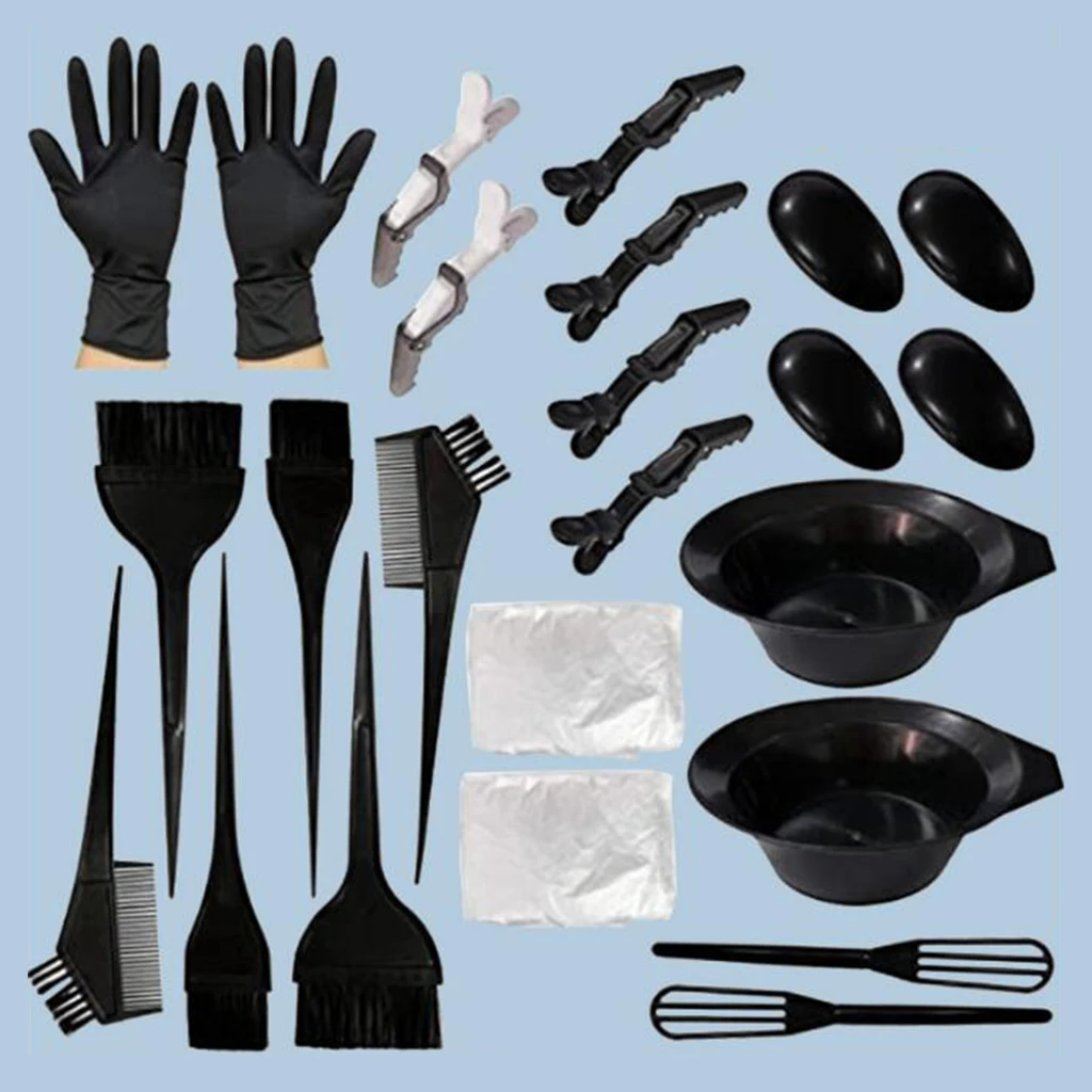 24pcs/set Hair Color Dye Bowl Comb Brushes Tool Kit Set Tint Coloring Dye Bowl Comb Brush Twin Headed Brushes Dyeing Cape Kits 24pcs/set Hair Color Dye Bowl Comb Brushes Tool Kit Set Tint Coloring Dye Bowl Comb Brush Twin Headed Brushes Dyeing Cape Kits