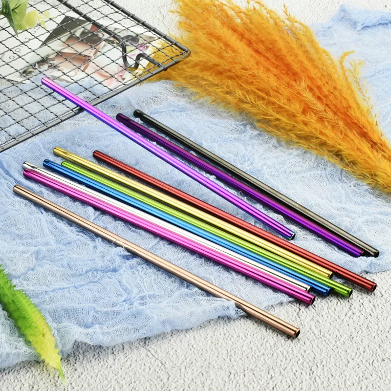 Reusable Metal Straws 304 Stainless Steel Drinking Straws 10Pcs/lot 10 Colors Mixed With Brush Set Bar Party Accessory drinking straws metal straw set metal straws stainless steel straw