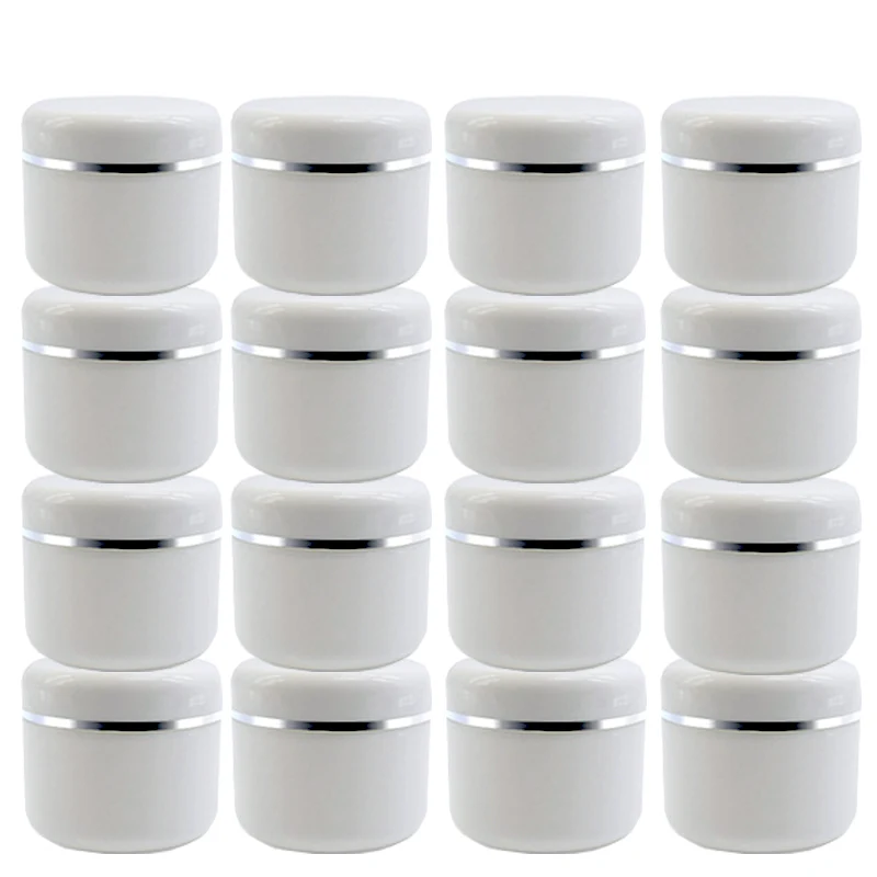 30Pcs/Pack 20g 30g 50g Cream Jar White Plastic Makeup Container Sample Cosmetics Box Empty Makeup Jar Pot Refillable Bottles 1