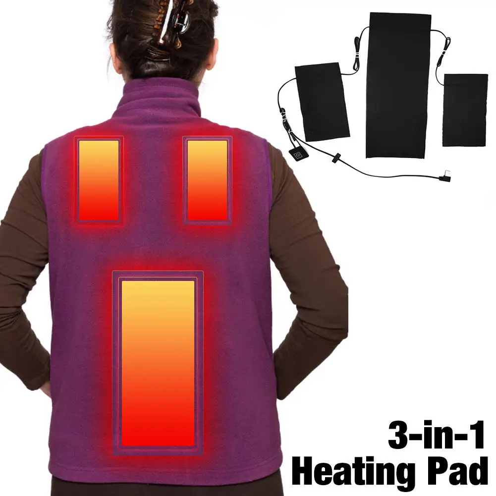 3-in-1 women heating pad for period USB Charging Carbon Fiber Waterproof Electric Heating Sheet for Clothes Vests Underwear #W0