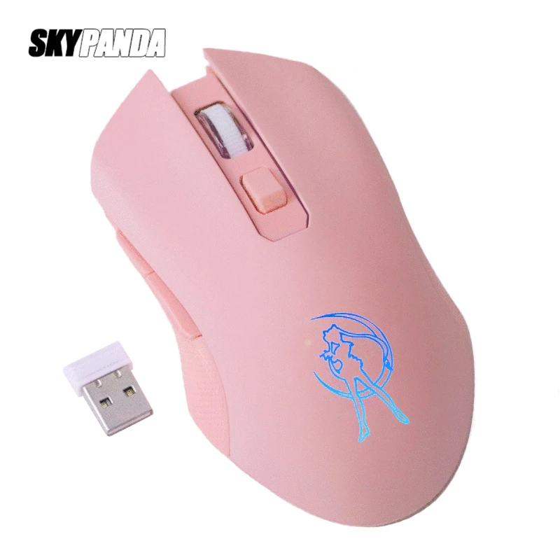 Ratón inalámbrico rosa para mujer, 2,4 Ghz, 1600 DPI, llave silenciosa, recargable por USB, Ahorrador de energía