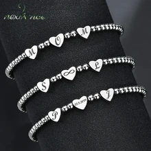 Nextvance персонализированное имя, дата браслет в форме сердца из нержавеющей стали гравировальный браслет из бисера для женщин девушка подарок на день рождения DIY