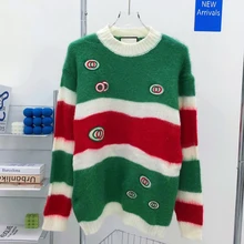 

Luxury Designer High End Men Clothing Vintage Sweater Knitted Sweater Striped Wool Letter logoed Embroidery long sleeve sweaters