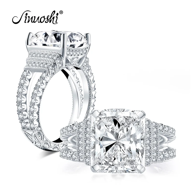 AINUOSHI, модное 925 пробы Серебряное 6.0ct кольцо для помолвки с подушкой и огранкой, имитация бриллианта, свадебные ювелирные кольца, подарок