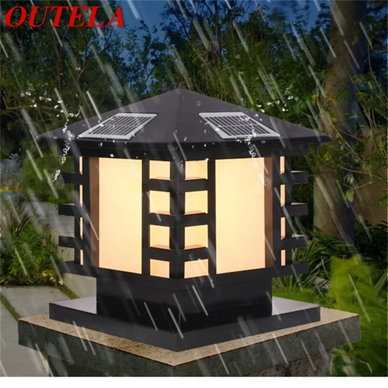

OUTELA Outdoor Wall Light Fixture Solar Post Light Modern Patio LED Waterproof Lighting For Pillar Porch Balcony Courtyard Villa