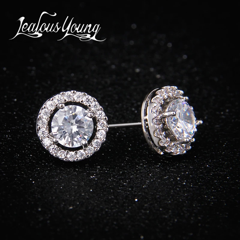 Classic Round AAA+ Cubic Zirconia Stud Earrings For Women Party Gift Crystal Earings Fashion Jewelry For Men oorbellen AE177