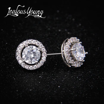 Classic Round AAA+ Cubic Zirconia Stud Earrings For Women Party Gift Crystal Earings Fashion Jewelry For Men oorbellen AE177