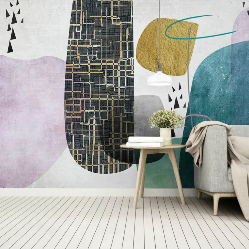 

Drop Shipping 3d Pink And Blue Wallpaper Geometric Pattern Black And White Checkered Color Mural Bedroom Wallpaper Custom Photo