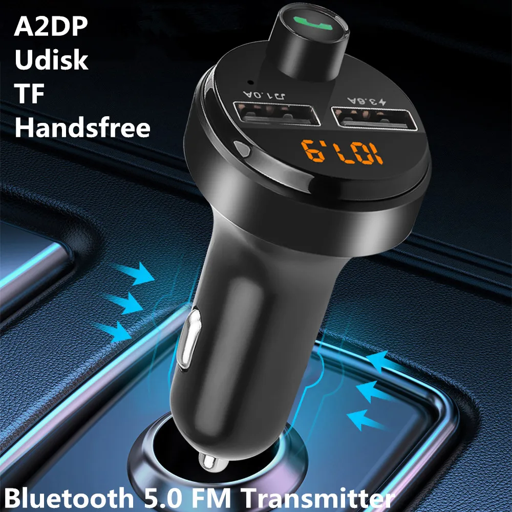 Bluetooth 5 0 FM передатчик Handsfree Dual USB 3.6A Макс автомобильное зарядное устройство аудио