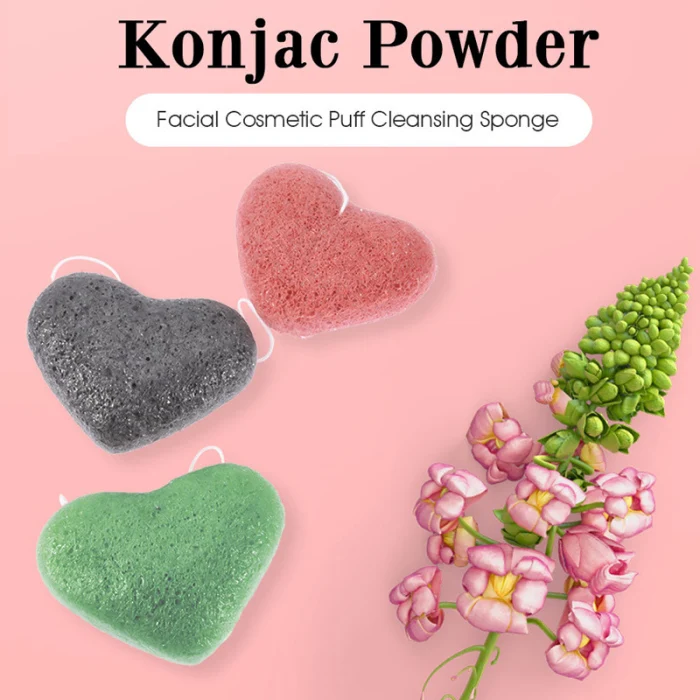 Дропшиппинг 3 шт. Konjac Губка пуховка для чистки лица Сердце формы пуховка средство для очищения лица SMJ