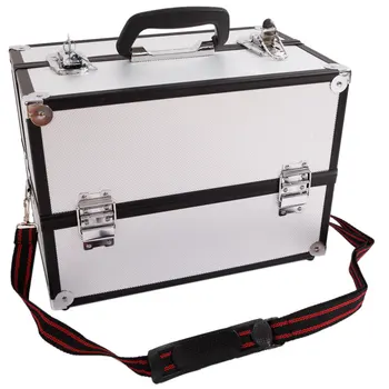

Aluminum Makeup Artist Train Case Cosmetic Lockable Organizer Box Storage