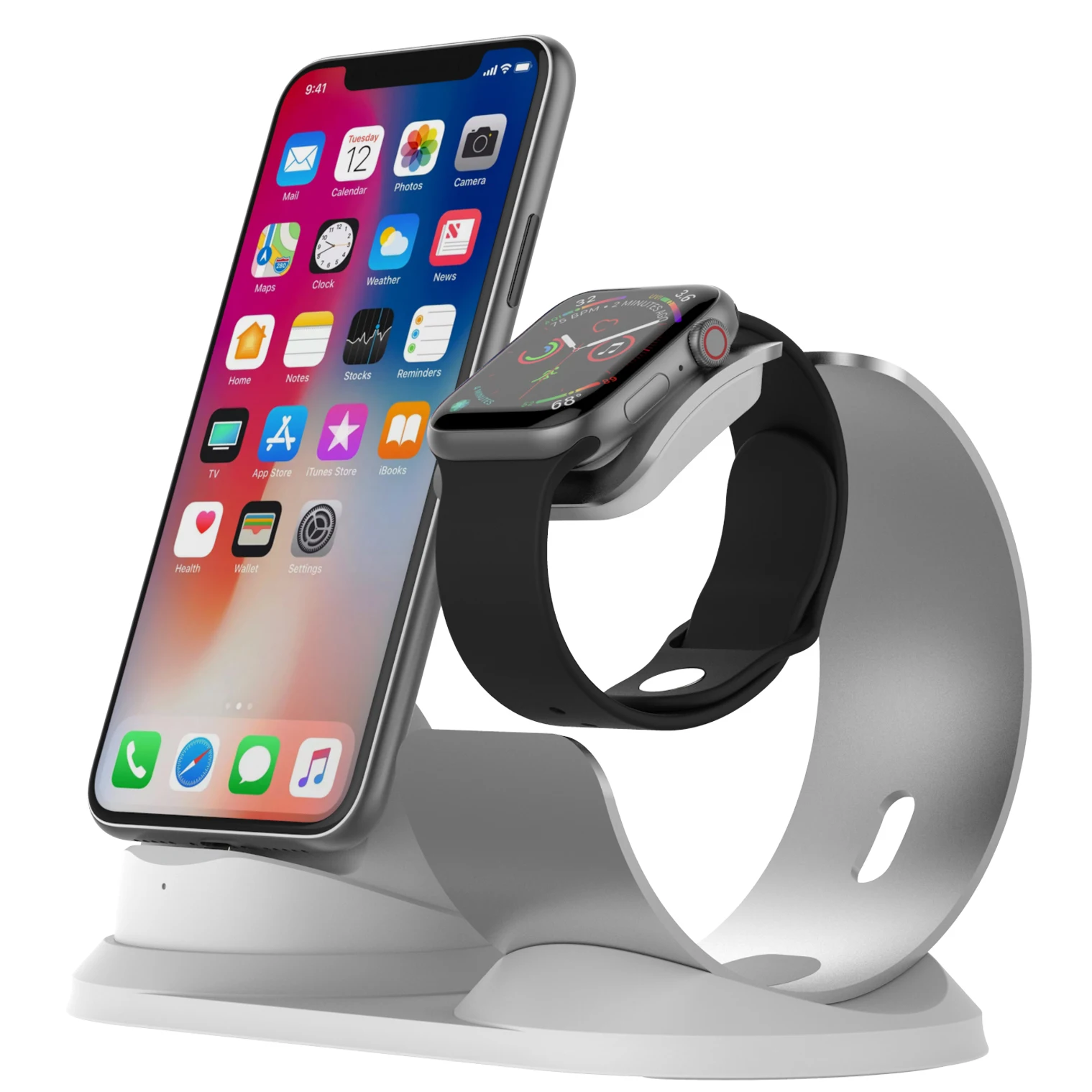 Зарядная Станция для наручных часов Apple Watch подставка S4/3/2/1 Алюминий Зарядное устройство подставка для iPhone Xs/8/7/6 держатель быстрая зарядка для iPhone Зарядное устройство Док-станция - Цвет: White