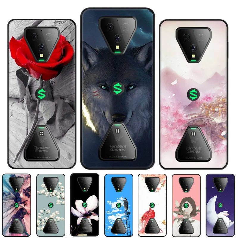 For Xiaomi Black Shark 3 Case Silicone Soft Black TPU Phone Case For Xiaomi Black Shark 3 Cover Wolf Flower Coque Black Shark3 For Xiaomi Black Shark 3 Case Silicone Soft Black TPU Phone Case For Xiaomi Black Shark 3 Cover Wolf Flower Coque Black Shark3