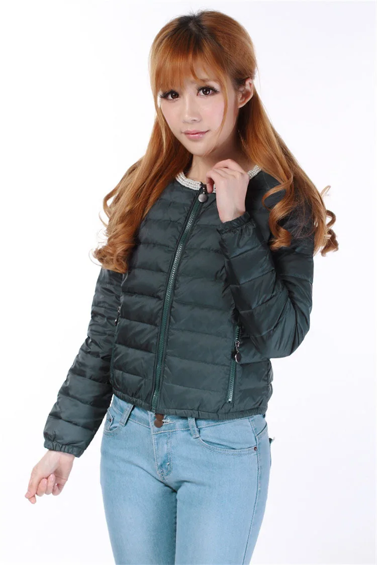 Bu ma shi пуховик Женская мода Slim Fit Тонкий жемчужный воротник Топы женские короткое пальто 【]