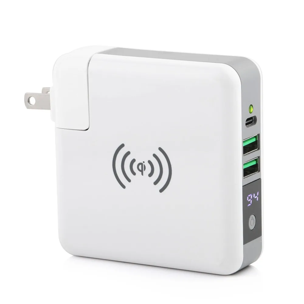 

18W 3 in 1 Power Bank PD Fast Charger QI Wireless Charger Charging Type C USB Plug with Digital Screen for iPhone 11 for Huawei