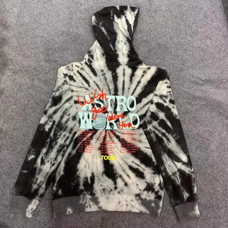  ASTROWORLD Hoodie Men Women Hoodies 2019 TRAVIS SCOTT Tour Black Tie Die ASTROWORLD Sweatshirts NO 