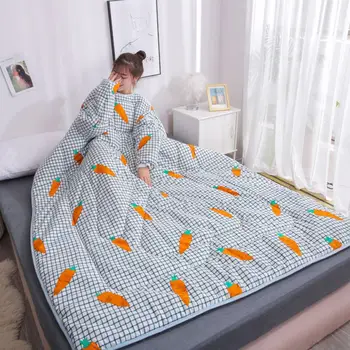 

Winter Lazy Quilt With Sleeves Family Blanket Cape Cloak Nap Blanket Dormitory Mantle Covered Blanket