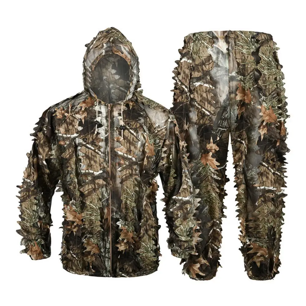 

Men Women Kids Outdoor Ghillie Suit Camouflage Clothes Jungle Suit CS Training Leaves Clothing Hunting Suit Pants Hooded Jacket